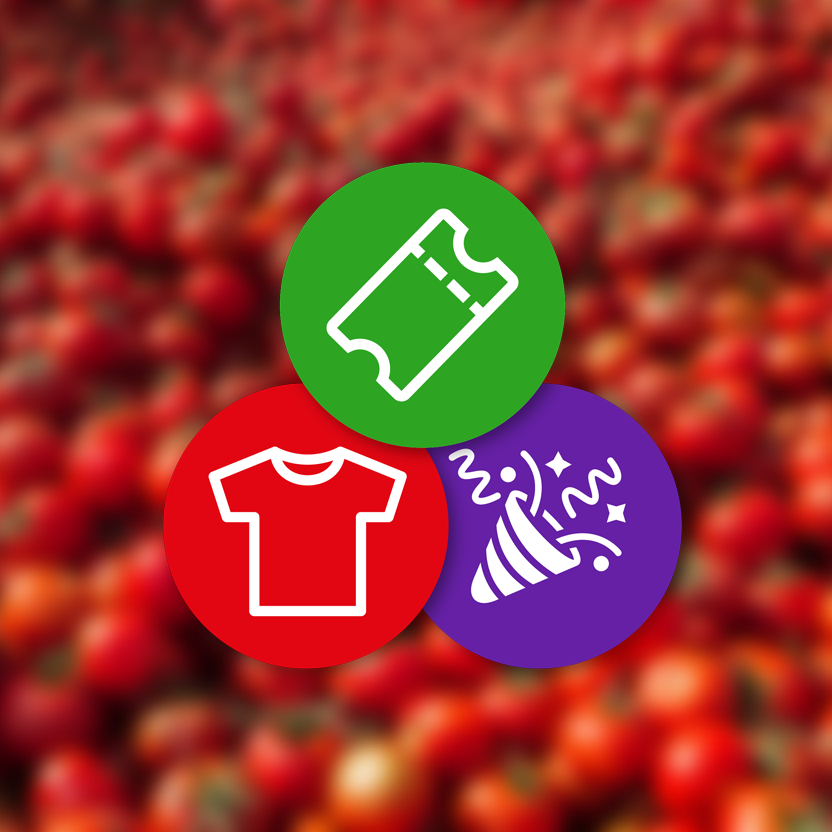 Comprar pack 02 Tomatina de Buñol: Entrada + Camiseta + Fiesta