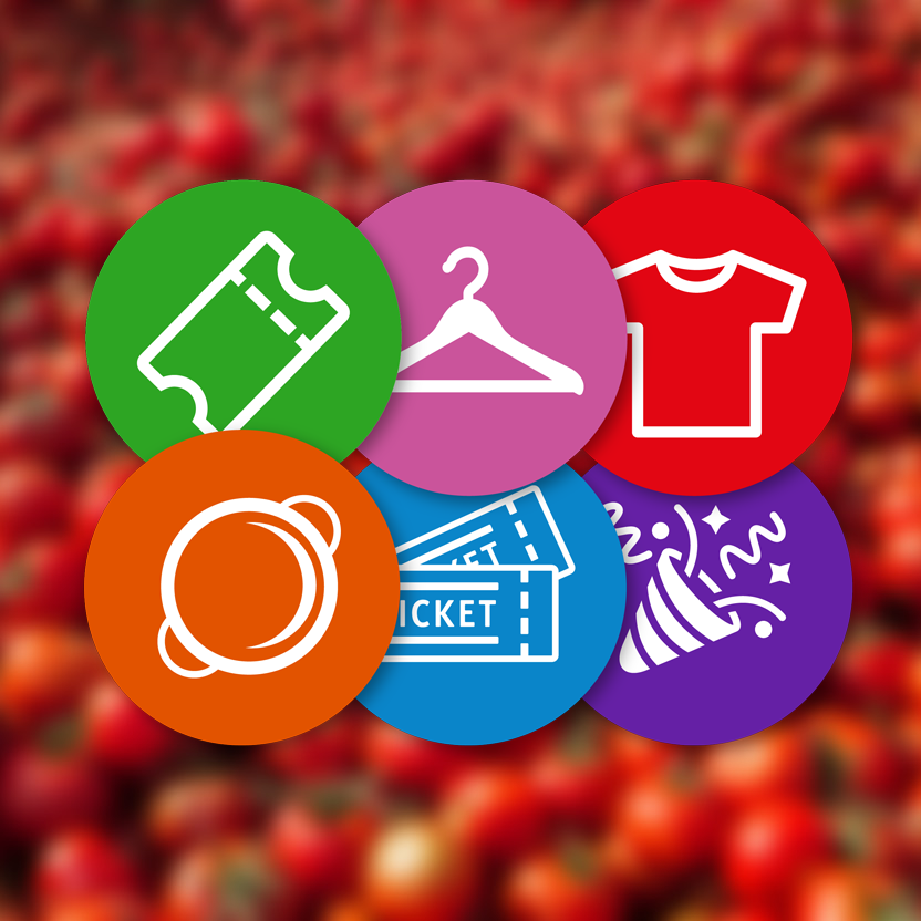 Comprar pack 02 Tomatina de Buñol: Entrada + Guardarropa + Camiseta + Paella + Consumicion + Fiesta